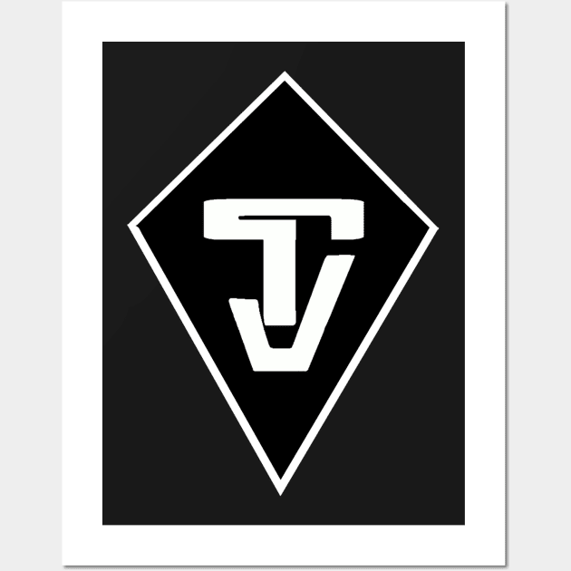 "TJ" Tyler Jones Black and White Logo Wall Art by AustinFouts